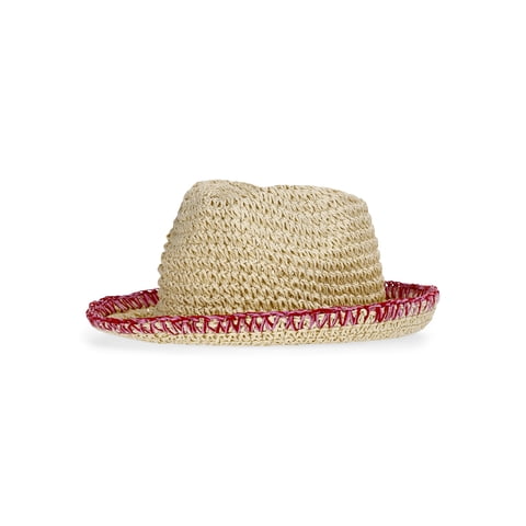 Straw Fedora, Women's, Pink