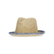 Straw Fedora, Women's, Blue