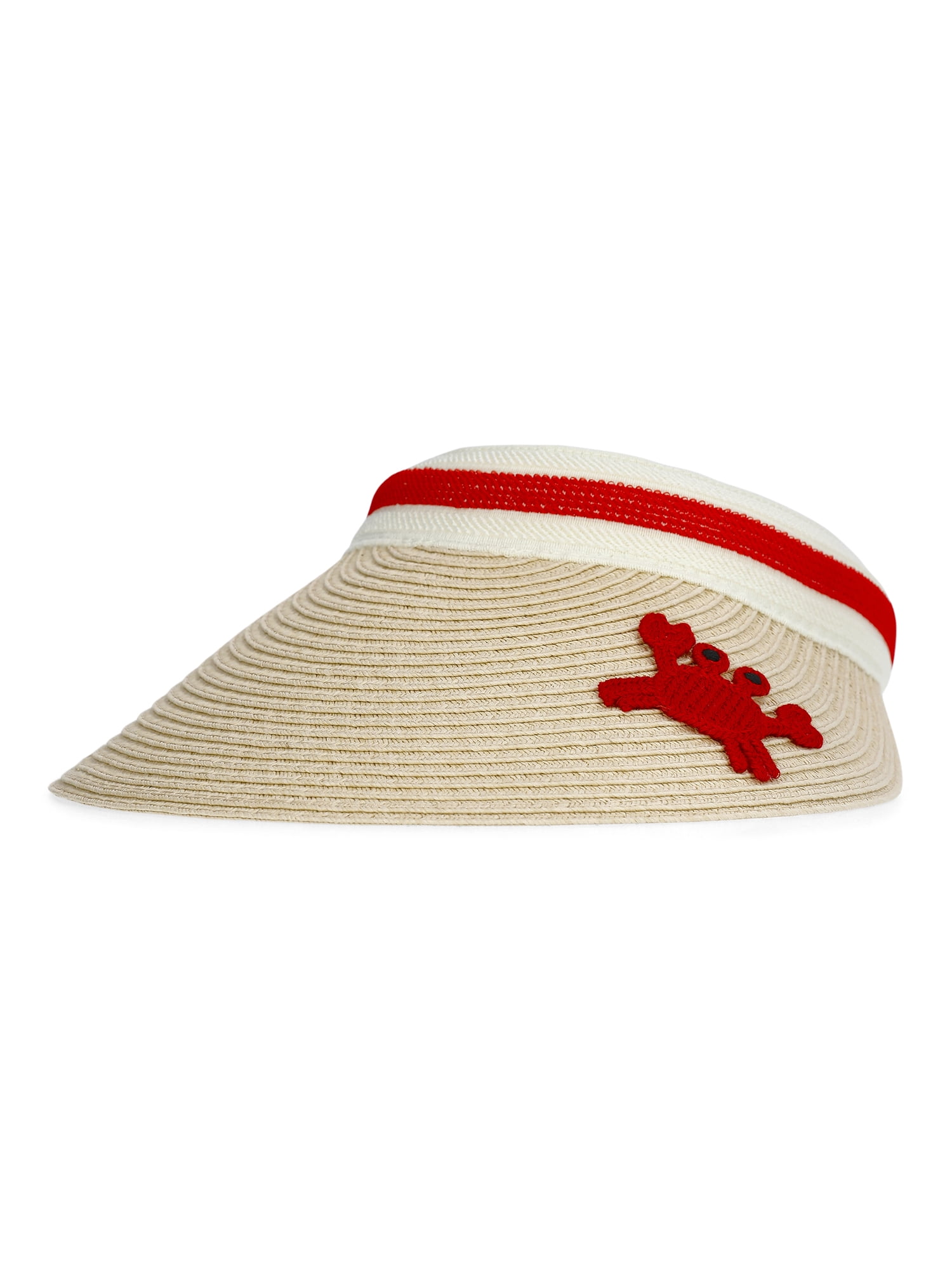 No Boundaries Straw Visor, Women's, Red Crab