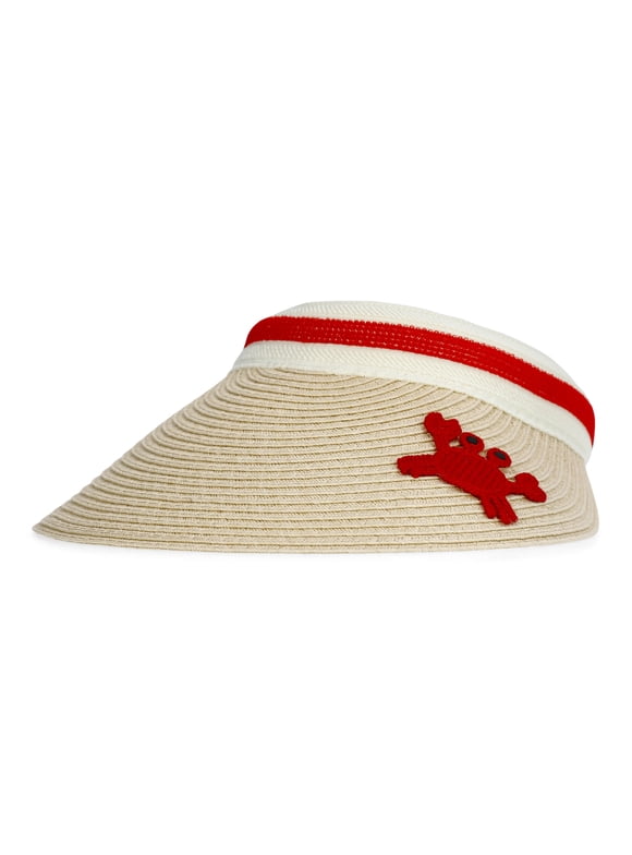 Straw Visor, Women's, Red Crab