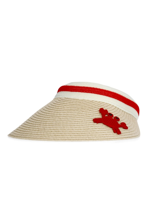 Straw Visor, Women's, Red Crab