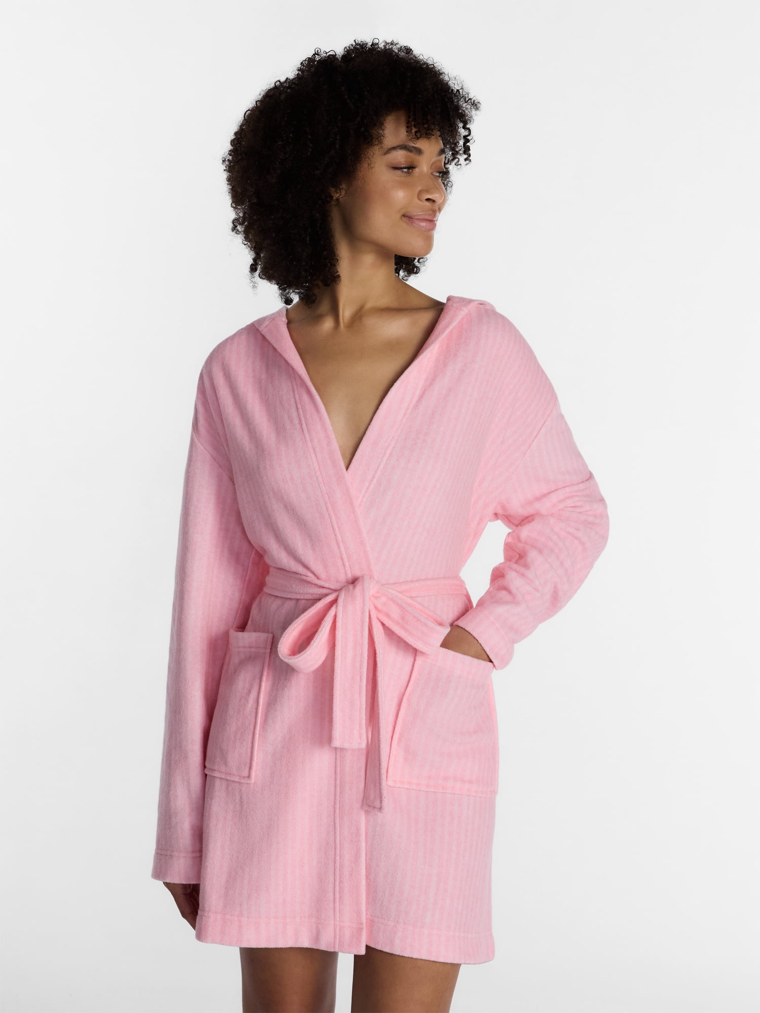 No Boundaries Terry Hooded Robe, Women’s and Women’s Plus S-3X