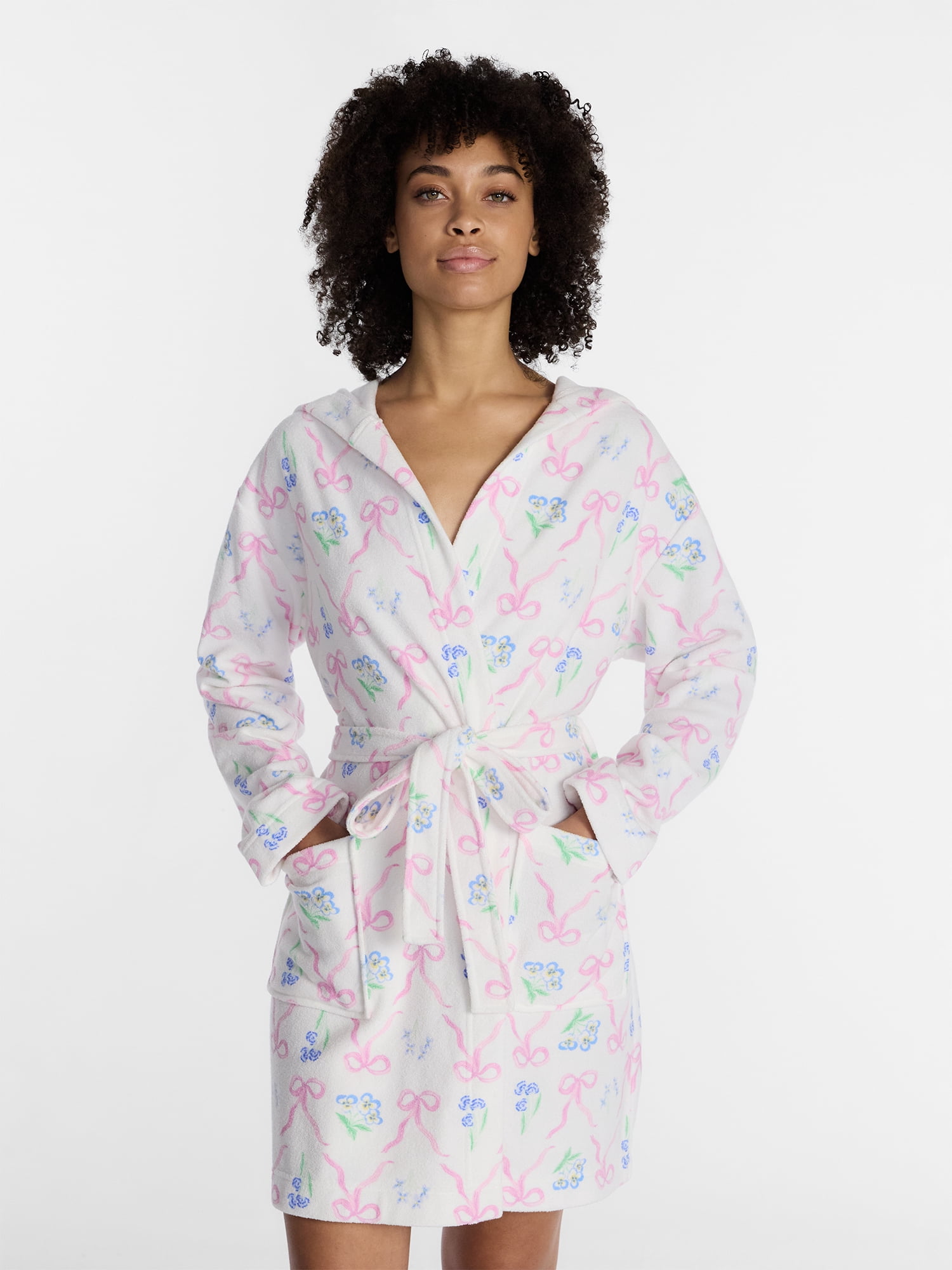 No Boundaries Terry Hooded Robe, Women’s and Women’s Plus S-3X