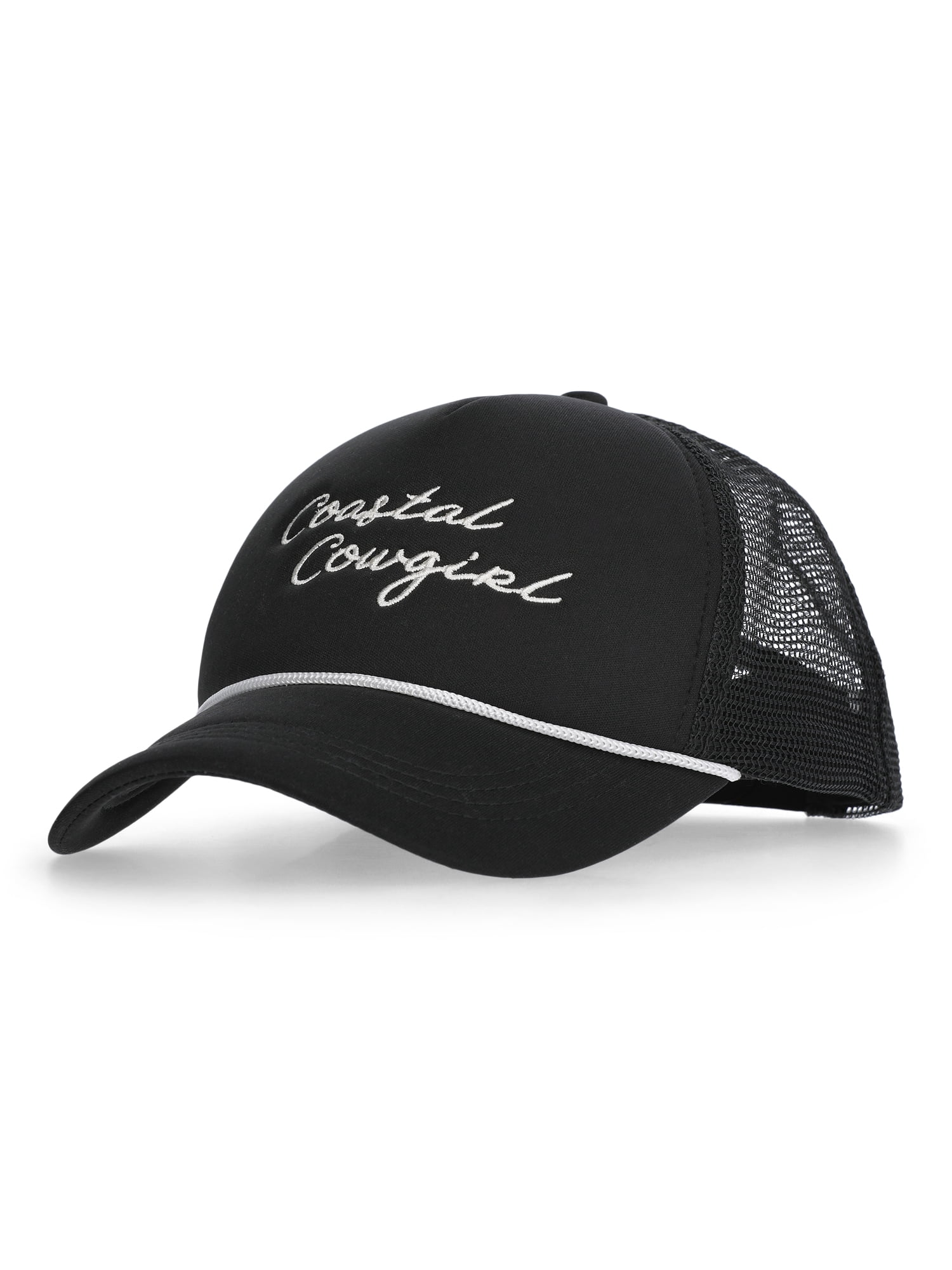 No Boundaries Embroidered Graphic Trucker Hat, Women's, Black