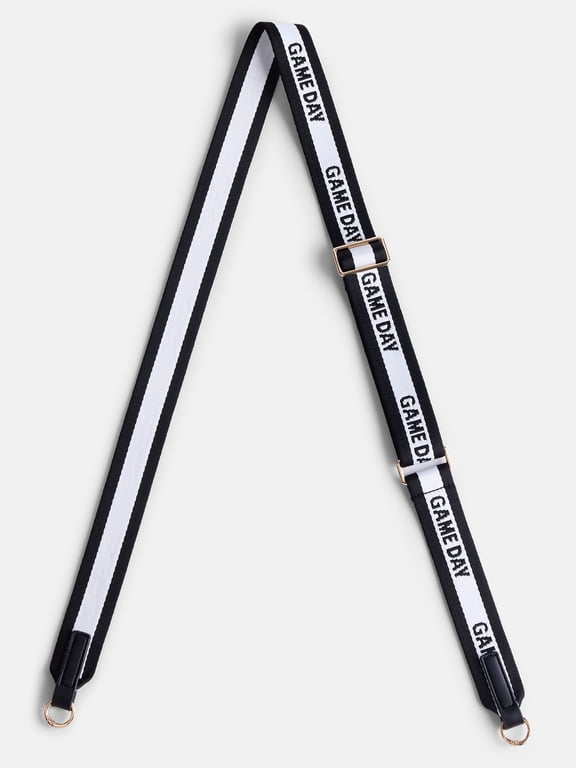 Women’s Game Day Webbed Bag Straps, Black & White