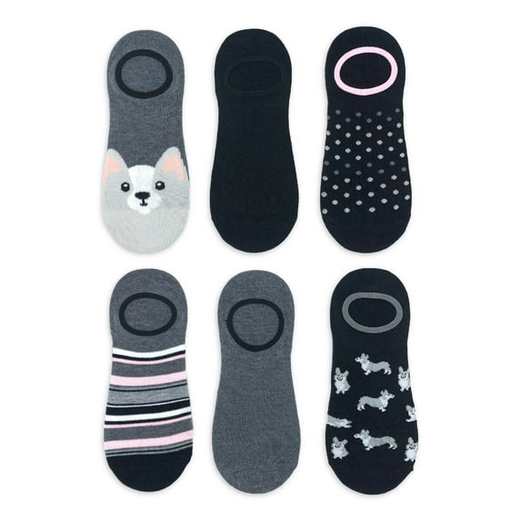 NOBO Women's Stay-Put Fashion Liner Socks, 6-Pack, Size 4-10