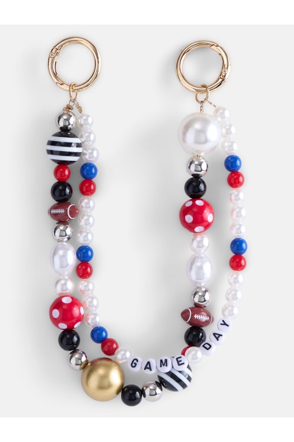 Women’s Game Day Beaded Swag Charm, Red & Blue