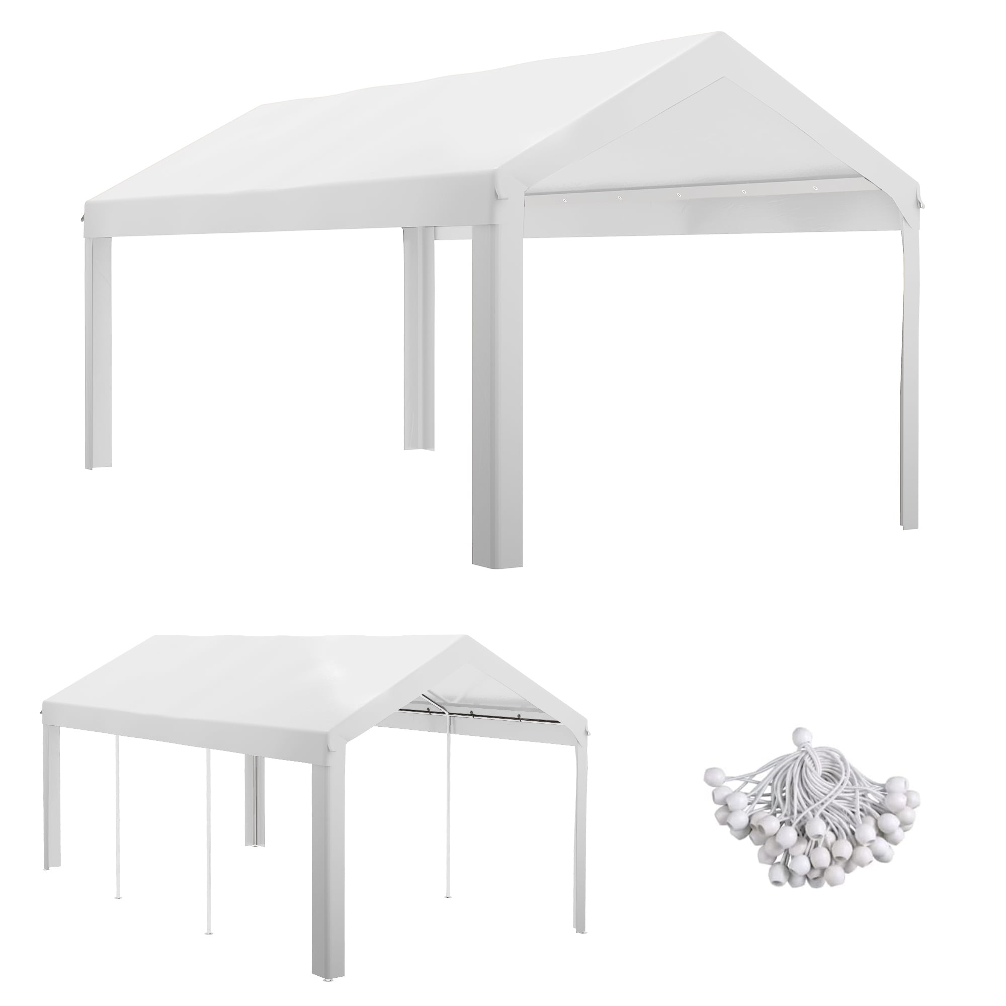 NOBOLEA 10' x 20' Carport Replacement Canopy Cover, Weather-Resistant Polyethylene Top with Bungee Cords