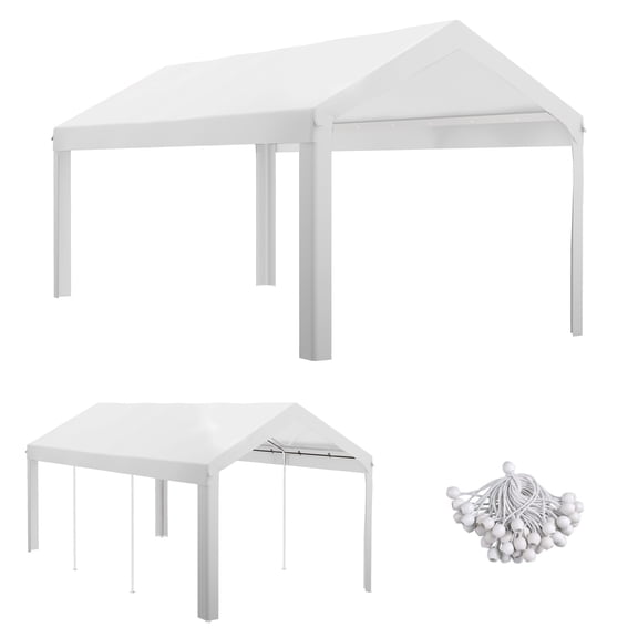NOBOLEA 10' x 20' Carport Replacement Canopy Cover, Weather-Resistant Polyethylene Top with Bungee Cords