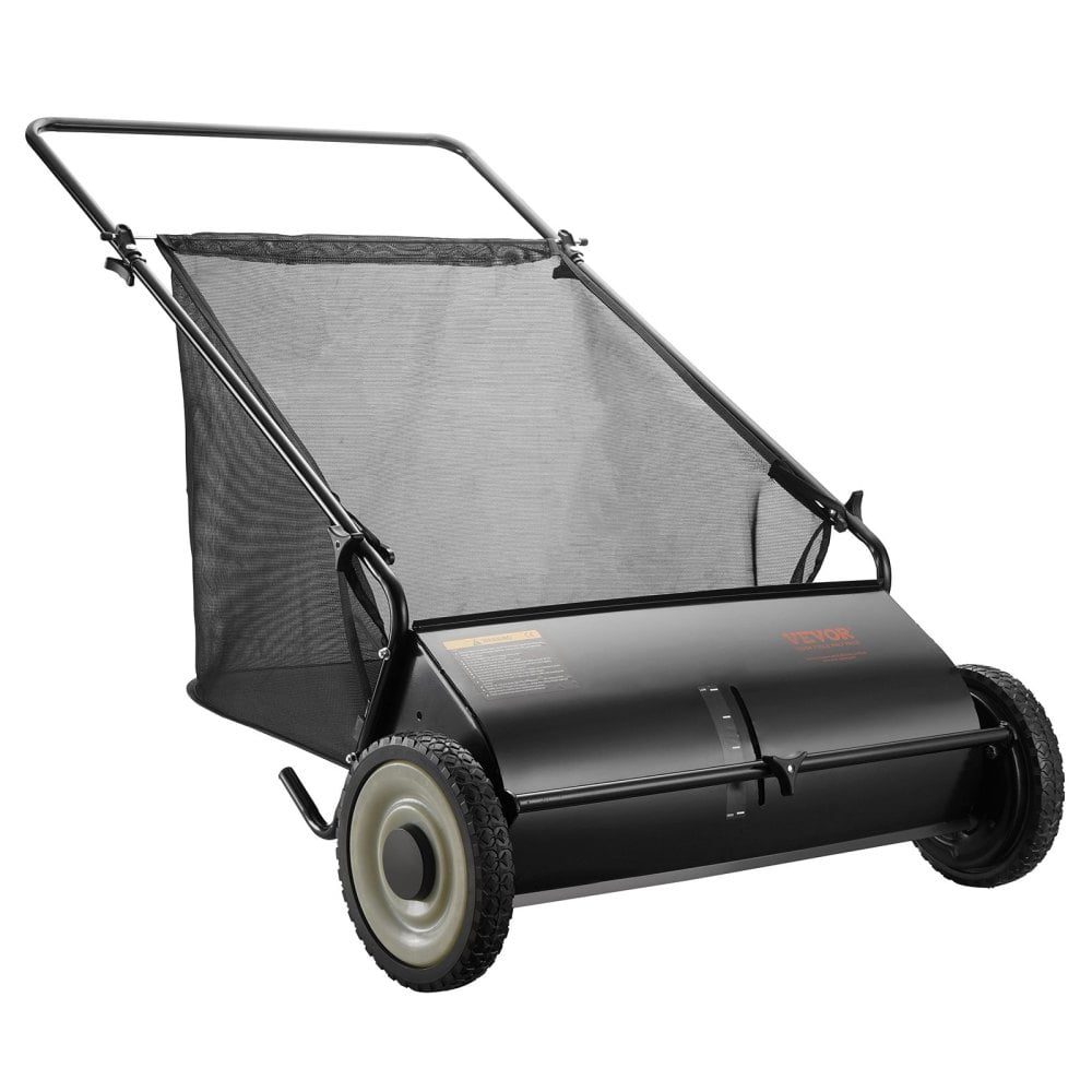 NOBOLEA 26" Push Lawn Sweeper, 7 Cu Ft Leaf & Grass Collector with 4 Brushes, Adjustable Height Heavy Duty Yard Sweeper for Lawn Debris Cleanup