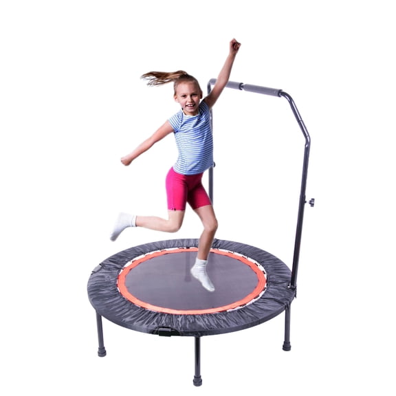 NOBOLEA 40 Inch Mini Exercise Trampoline, Foldable Indoor Rebounder with Adjustable Handle, 300LBS Capacity Fitness Trampoline for Adults Kids