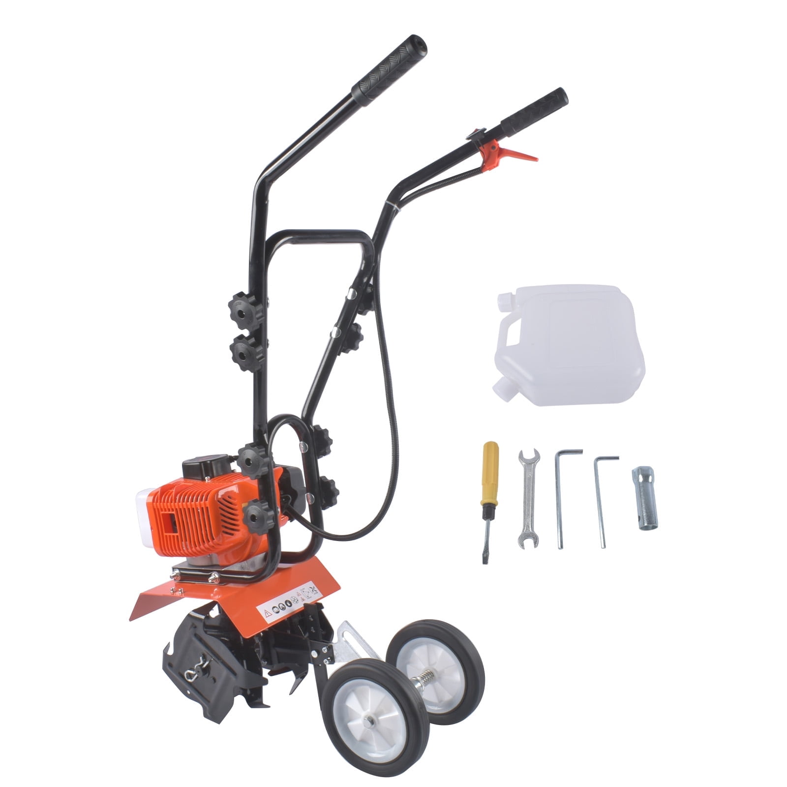 NOBOLEA 52CC 2-Stroke Gas Powered Tiller Cultivator with 4 Adjustable Front Tines, 11.8” Width 3.9-5.9” Depth Rototiller for Yard Lawn Farm
