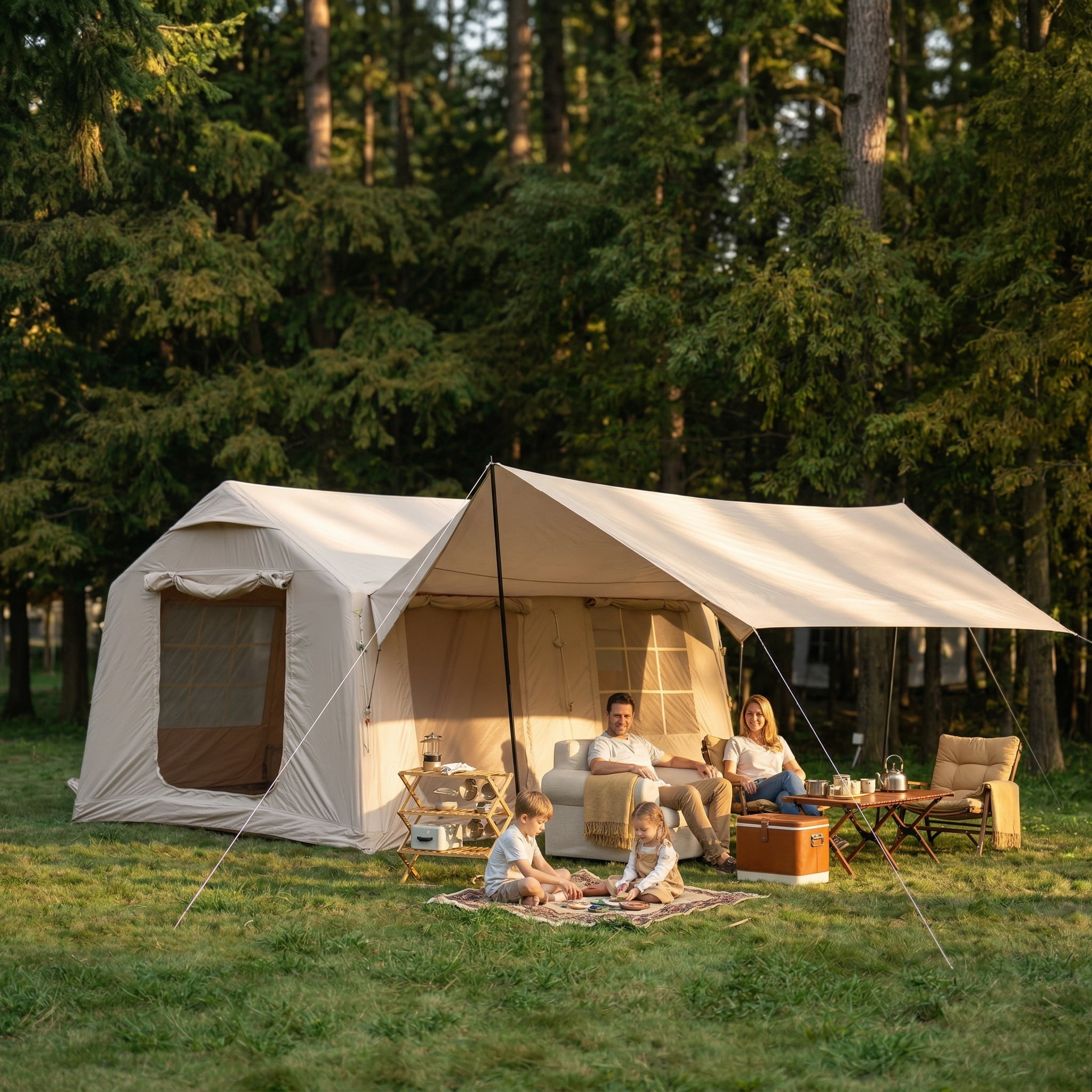 NOBOLEA Large Inflatable Camping Tent 7-8 Person, 5-Min Quick Setup Air Tent with Hand Pump, Waterproof UPF50+ Family Glamping Shelter for Outdoor Travel