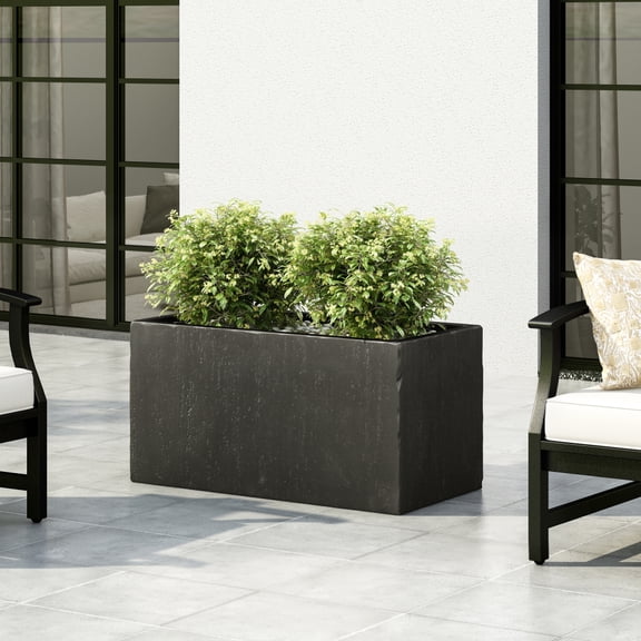 NOBOLEA Lightweight Concrete Rectangular Planter Pot, 31.25 Inch Outdoor Indoor Decorative Planter for Patio and Garden