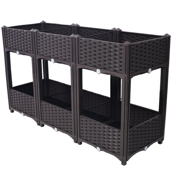 NOBOLEA Modular Raised Garden Bed, Elevated Polypropylene Planter Box with Drainage Holes and Plug for Vegetables and Flowers