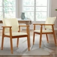 thumbnail image 1 of NOBPEINT Mid-Century Dining Side Chair with Faux Leather Seat in Tan, Arm Chair in Walnut,Set of 2, 1 of 17