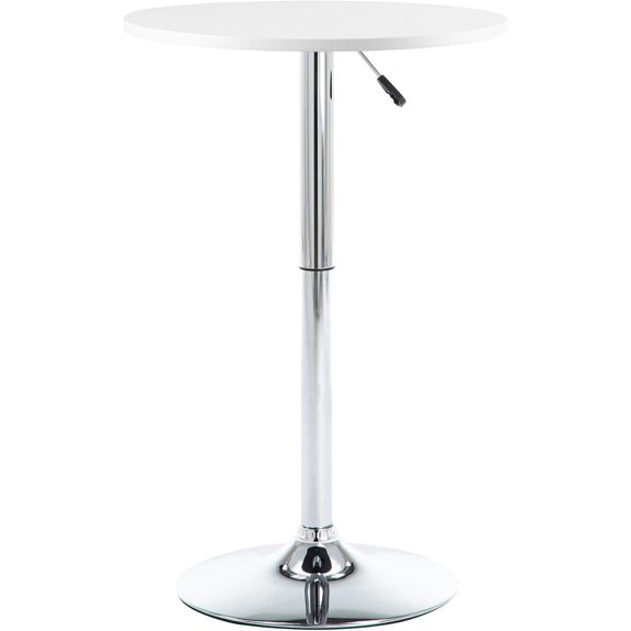 NOBPEINT Round Pub Table, Height Adjustable Bar Table 25-35 inches, 360 Swivel Table Top, White