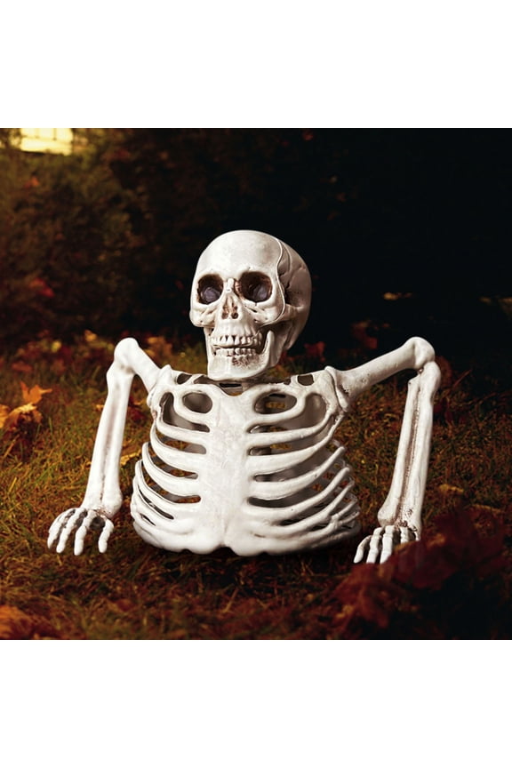 Halloween Decorations Outdoor Tabletop White Plastic Half Skeleton Halloween Prop Decoration