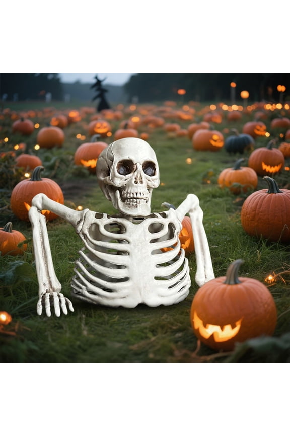 Halloween Skeleton Tabletop White Plastic Half Skeleton Halloween Prop Decoration
