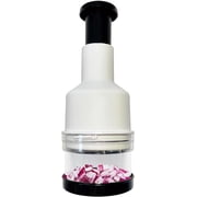 NOBRAND Manual Food Chopper with Stainless Steel Blade- Easy Press Vegetable chopper Gadget-Handheld Veggie Cutter Mincer For Onion Salad Garlic Nuts Mushroom Almond Ginger Dishwasher Safe, BPA-Free