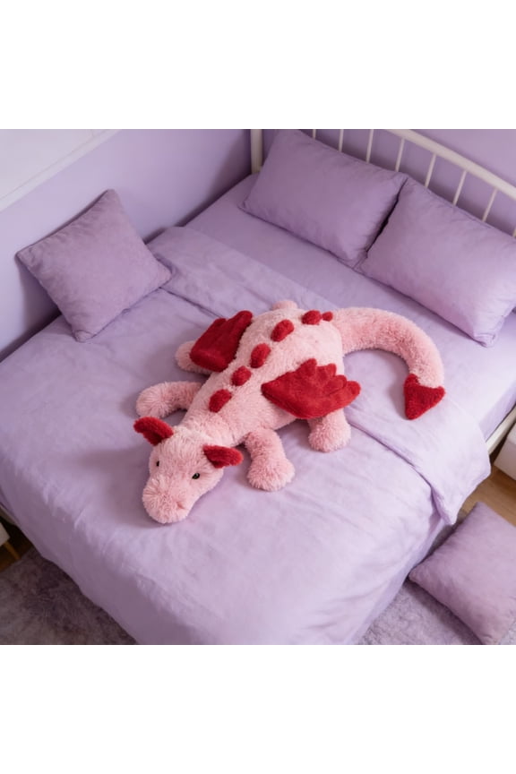 Pink and Red Heart Dragon Stuffed Animals, 20" Soft Cute Heart Dragon Plush Toys, Dragon Pillow Doll Toys for 3+ Old