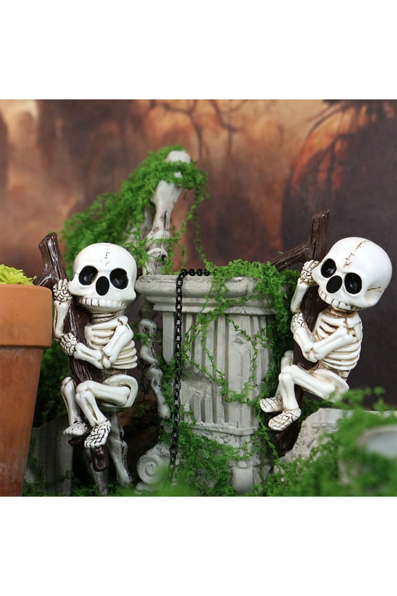 Skeleton Decor Skeletons for Halloween Halloween Skeleton Flower Pot Hanging Set Flower Pot Decoration Resin Crafts