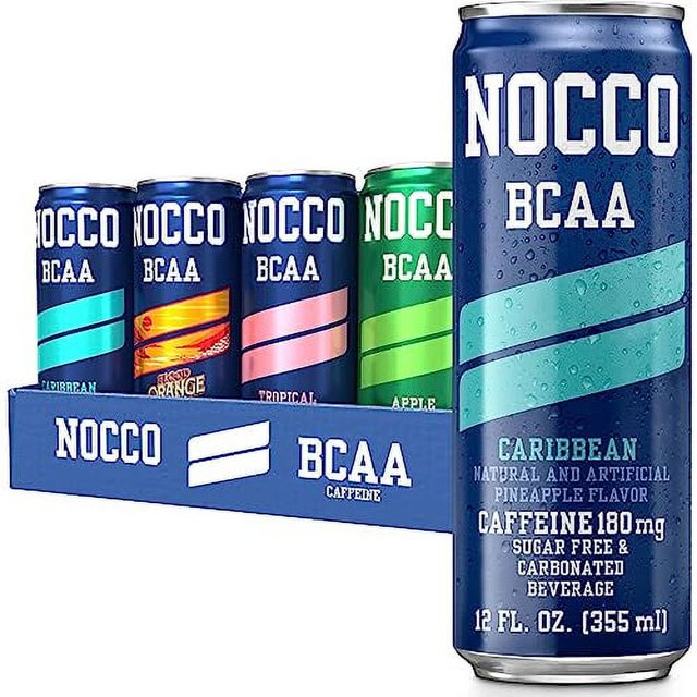 NOCCO BCAA Energy Drink Variety Pack 12 Fl Oz (Pack of 12) Sugar