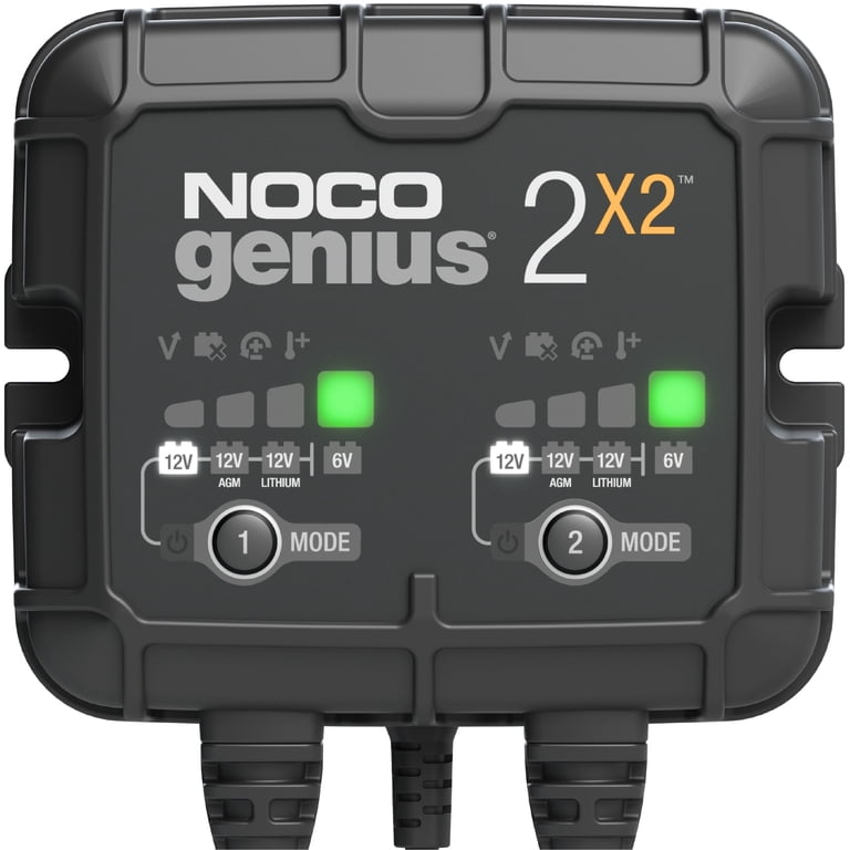 NOCO GENIUS2X2: 2-Bank 4A (2A/Bank) 6V/12V Smart Battery Charger