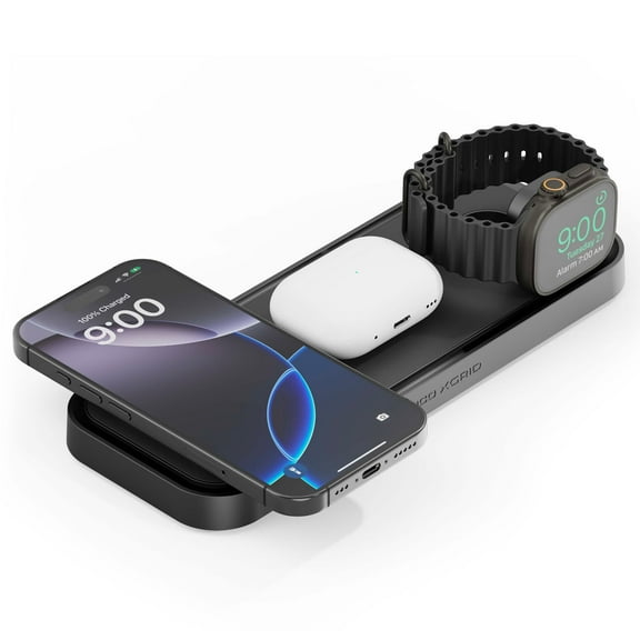 NOCO XGrid XDP3: 3-in-1 Wireless Charging Pad  Charging Station for iPhone, Apple Watch, and AirPods  MagSafe Compatible, Qi2 Certified  Includes 45W USB-C Wall Charger and 6.5-Foot USB-C Cable