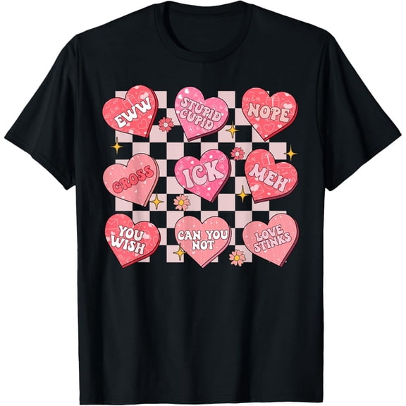 NODB Anti Love Conversation Candy Heart Eww Nope Meh Cross T-Shirt BLACK Unisex S-5XL Hot Trending Shirt, Vintage Birthday Gift
