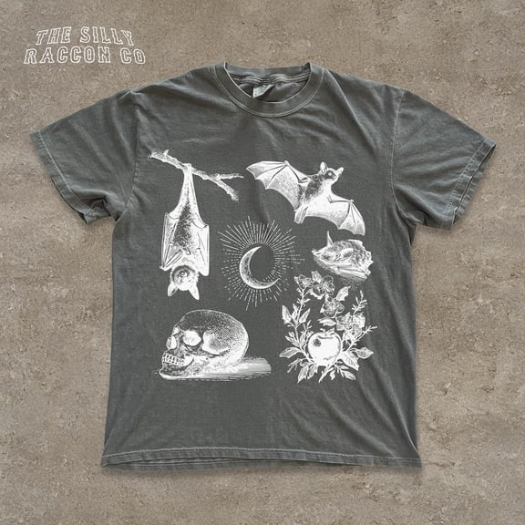 NODB Bat And Skull Shirt, Dark Academia Clothing, Mystical Goth Tee For Women Men, Goblincore, Spooky Gift Her Him DARK HEATHER Unisex S-5XL Hot Trending Shirt, Vintage Birthday Gift