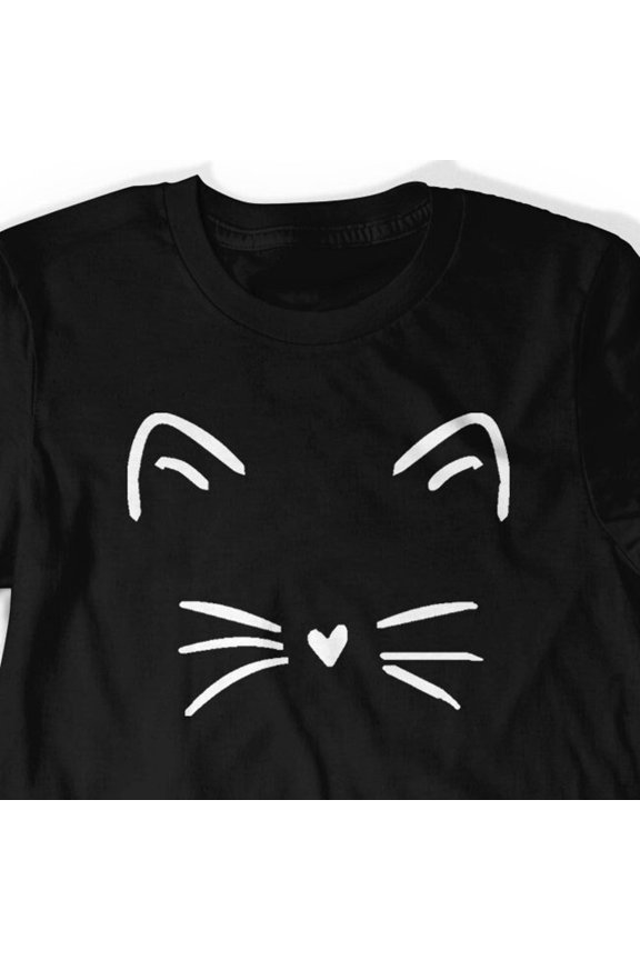 Cat Shirt Gift Her Kitty Tshirt Kitten T Shirt Mens Womens Ladies Funny Women Cats T-Shirt Whiskers Face Mothers Day Meow BLACK Unisex S-5XL Hot Trending Shirt, Vintage Birthday Gift