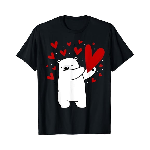 NODB Dabbing Polar Bear Heart Love Day Gift Animal Lover T-Shirt BLACK Unisex S-5XL Hot Trending Shirt, Vintage Birthday Gift