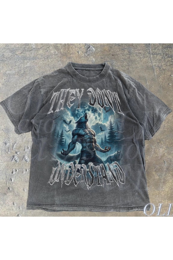 They Dont Understand Wolf Howling Vintage Graphic Shirt, Retro Alpha Wolf 90S Style, Rap Style Shirt, Wolf Emo Shirts, Funny Shirt DARK HEATHER Unisex S-5XL Hot Trending Shirt