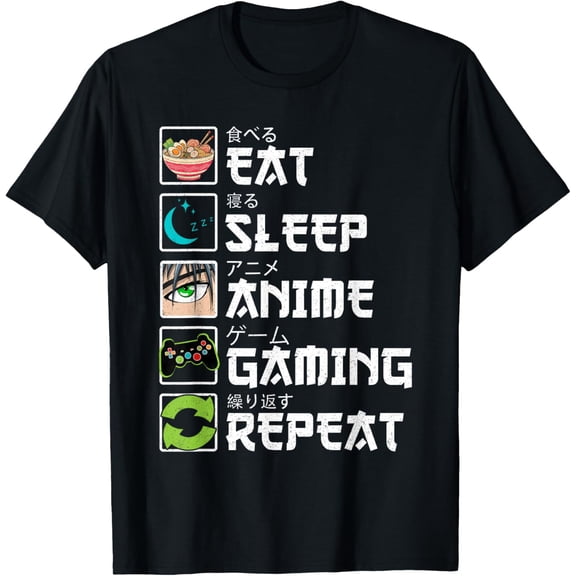 NODB Eat Sleep Gaming Repeat Gamer Men Gifts T-Shirt BLACK Unisex S-5XL Hot Trending Shirt, Vintage Birthday Gift