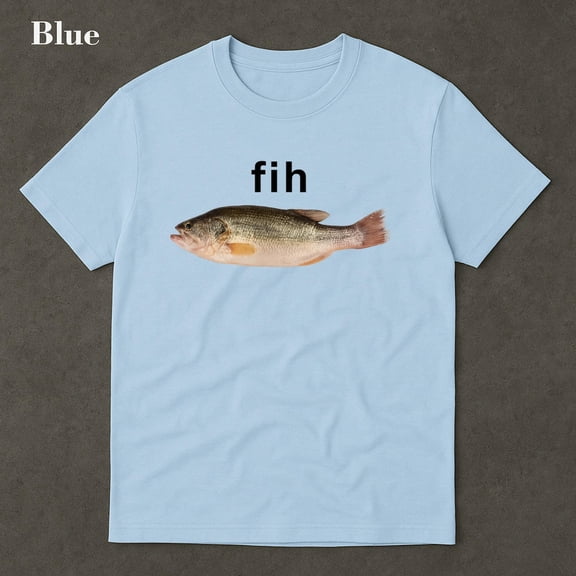 NODB Fih Fish Shirt - Stupid Shirt, Funny Shirt, Brain Rot Shirt, Gen Z Tees, Dumbest Shirt LIGHT BLUE Unisex S-5XL Hot Trending Shirt, Vintage Birthday Gift