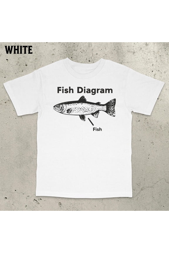 Fish Diagram Shirt - Stupid Shirt, Funny Shirt, Brain Rot Shirt, Funny Gift, Gen Z Tees, Dumbest Shirt WHITE Unisex S-5XL Hot Trending Shirt, Vintage Birthday Gift