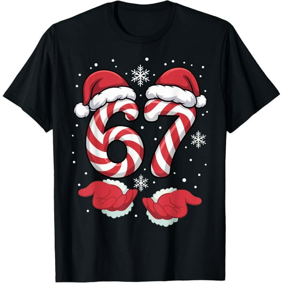 NODB Funny Noel Viral 67 Candy Canes Jolly Man Funny Festive T-Shirt BLACK Unisex S-5XL Hot Trending Shirt, Vintage Birthday Gift