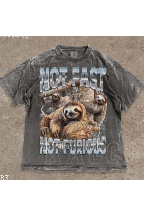 Funny Sloth Shirt, Not Fast Not Furious T-Shirt, 90S Tee, Wildlife Tee, Ironic Animal Shirt, Vintage Style Tee DARK HEATHER Unisex S-5XL Hot Trending Shirt, Vintage Birthday Gift