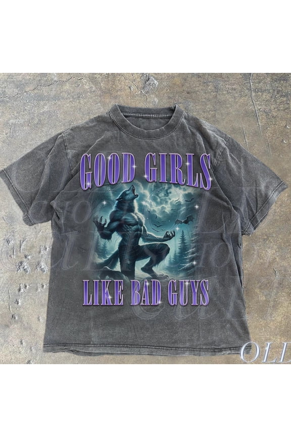 Good Like Bad Guys Vintage 90S T-Shirt, Retro Alpha Male Tee, Grunge Clothing, Emo Wolf Graphic Shirt, Alpha Wolf DARK HEATHER Unisex S-5XL Hot Trending Shirt, Vintage Birthday Gift