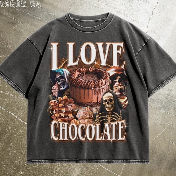 NODB I Love Chocolate Shirt, Funny Skeleton Tee For Men Women, Dark Foodie Gift, Chocolate Lover Top, Vintage Graphic Dessert Lover T-Shirt DARK HEATHER Unisex S-5XL Hot Trending Shirt