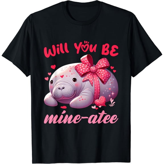 NODB Love Manatee Cute Love Day Hearts T-Shirt BLACK Unisex S-5XL Hot Trending Shirt, Vintage Birthday Gift