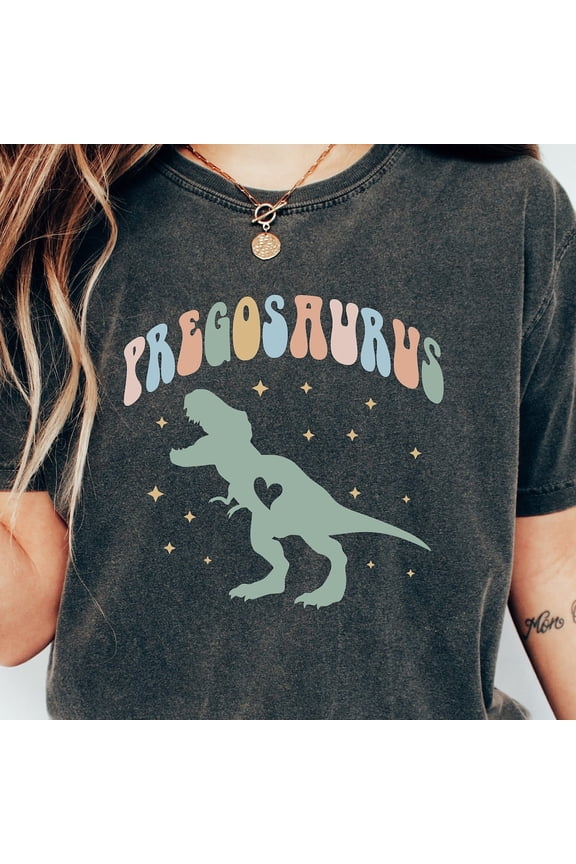 Pregnancy Announcement Shirt For Women, Retro Pregosaurus T-Shirt For Baby Shower, Funny Gift For Expecting Mom Shirt For Baby Announcement BLACK Unisex S-5XL Hot Trending Shirt