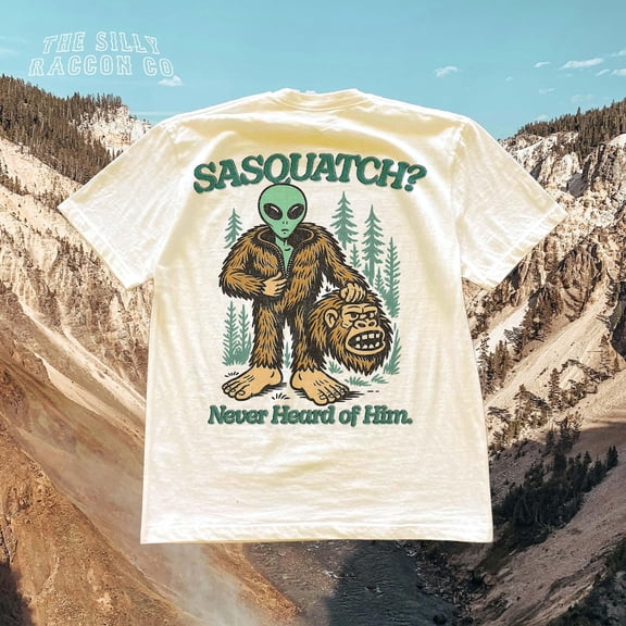NODB Retro Cryptid T-Shirt, Funny Sasquatch Shirt, Never Heard Of Him Alien Tee, Vintage Ufo T-Shirt, Conspiracy Theory Gift Him SAND Unisex S-5XL Hot Trending Shirt, Vintage Birthday Gift