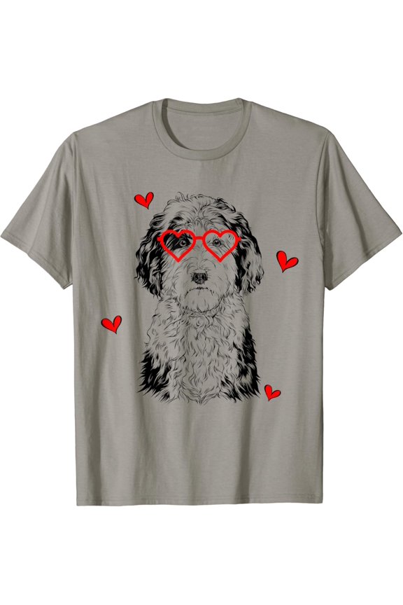Sheepadoodle With Heart Glasses Love Day Dog Mom T-Shirt SPORT GREY Unisex S-5XL Hot Trending Shirt, Vintage Birthday Gift