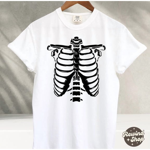 NODB Skeleton Rib Cage Tshirt, Vintage Graphic Shirt, Retro Skeleton Shirt, 90S Dark Art Horror Shirt, Grunge Shirt, Y2K Skull Tee WHITE Unisex S-5XL Hot Trending Shirt, Vintage Birthday Gift