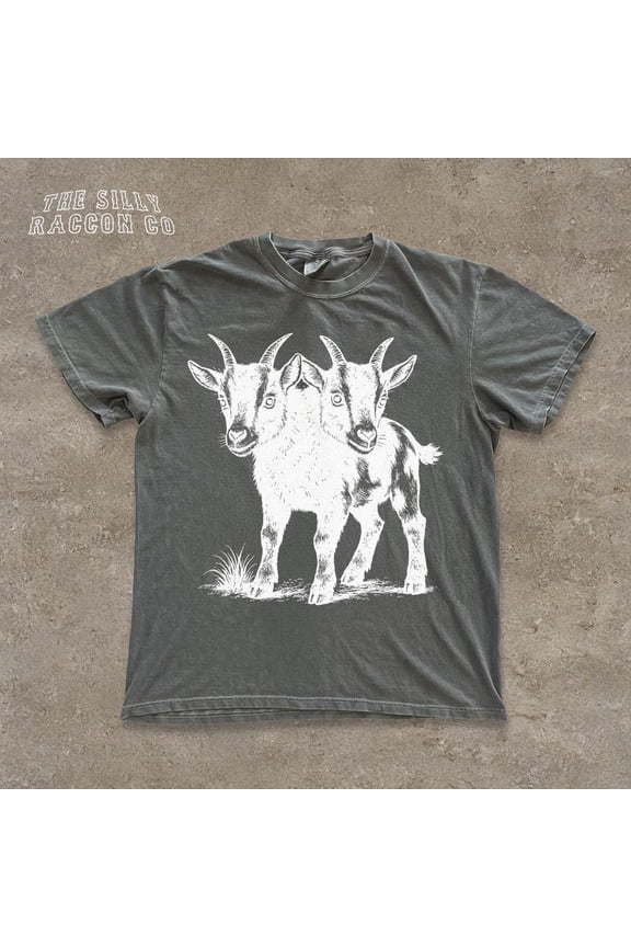 Two Headed Goat Shirt, Vintage Oddity Tee, Dark Academia, Goblincore, Cryptidcore Clothing, Strange Animal Gift Men Women T-Shirt DARK HEATHER Unisex S-5XL Hot Trending Shirt