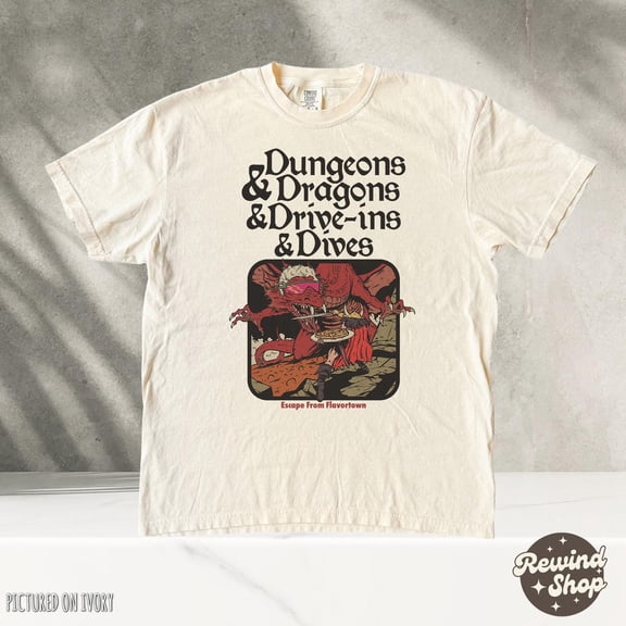 NODB Vintage Dungeon Dragon Dive Ins And Dives - Ivory Graphic Tshirt - Triple D Guy Fieri Tshirt SAND Unisex S-5XL Hot Trending Shirt, Vintage Birthday Gift