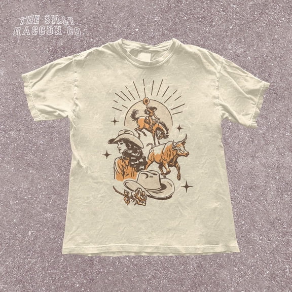 NODB Vintage Western Cow T-Shirt - Retro Horse Rider Graphic Tee - Bull Riding Vintage Shirt - Country Life Shirt - Rodeo Lover Gift SAND Unisex S-5XL Hot Trending Shirt, Vintage Birthday Gift