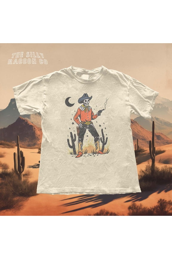 Vintage Western Tee, Retro Cowskeleton Shirt, Southwestern Graphic T-Shirt For Men Women, Whimsigoth Desert Tee, Funny Alt Country Gift SAND Unisex S-5XL Hot Trending Shirt